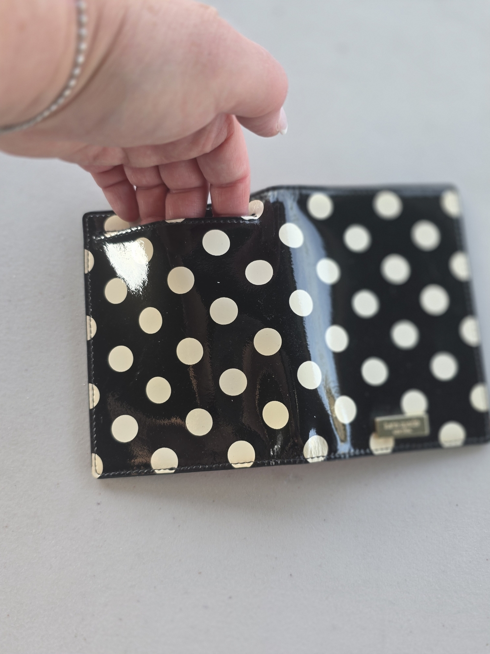 Kate Spade Black & White Polka Dot Passport Holder - Picture 4 of 4